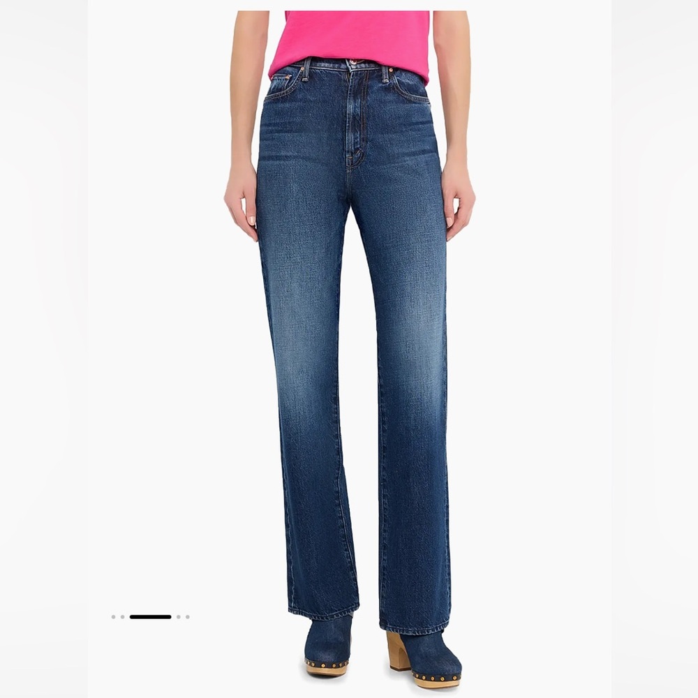 Mother The Rambler Zip High-Rise Straight Leg Jeans Size: 30 Color: Navy